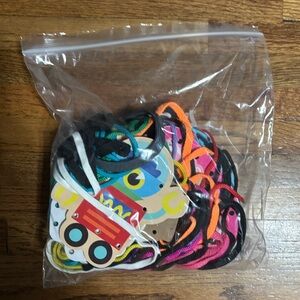 Large bag of lacing cards and string fine motor toy